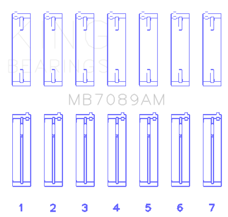 King Engine Bearings King Audi/Volkswagen ABV/AES/AUE Crankshaft Main Bearing Set (Set of 7) (Size +0.50mm)