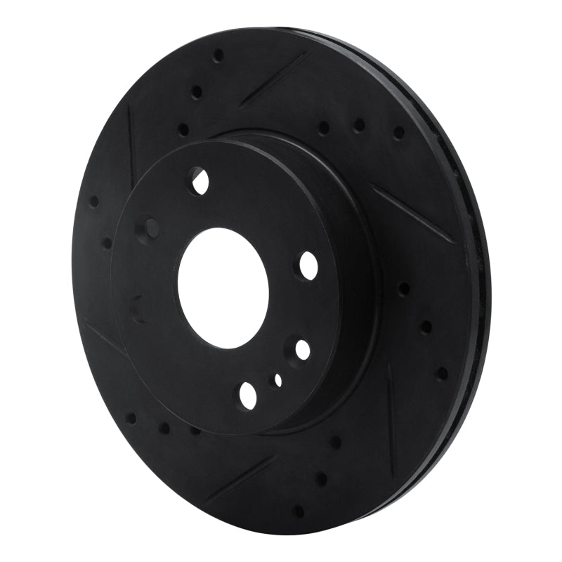 R1 Concepts R1 94-97 Ford Aspire Front Left Drilled & Slotted Black Brake Rotor