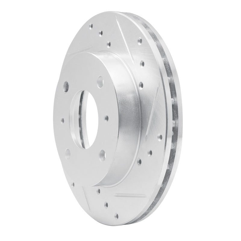 R1 Concepts R1 85-89 Nissan STANZA Front Right Drilled & Slotted Silver Brake Rotor
