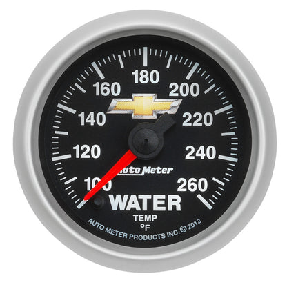 AutoMeter Gauge Water Temp 2-1/16in. 100-260 Deg. F Digital Stepper Motor Chevy Gold Bowtie