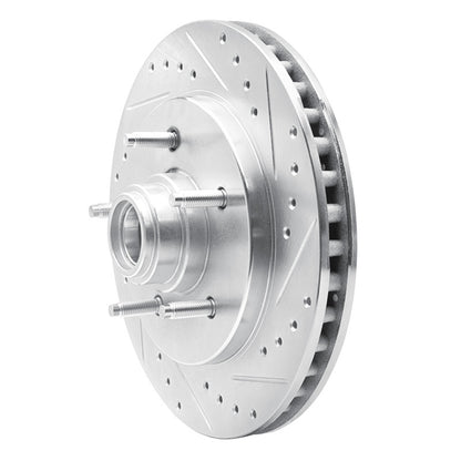 R1 Concepts R1 97-00 Ford F-150 RWD Front Right Drilled & Slotted Silver Brake Rotor