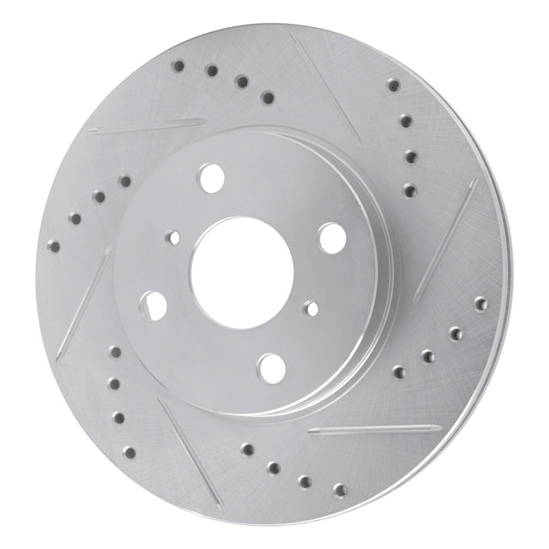 R1 Concepts R1 00-05 Toyota Echo Front Left Drilled & Slotted Silver Brake Rotor