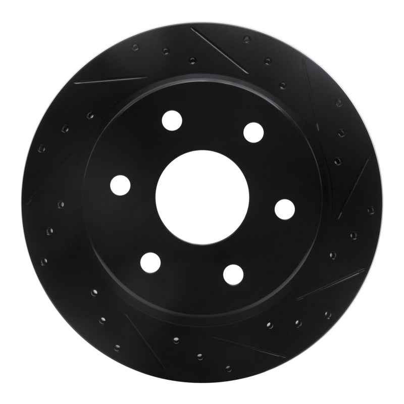 R1 Concepts R1 00-14 Cadillac Escalade ESV Rear Right Drilled & Slotted Black Brake Rotor