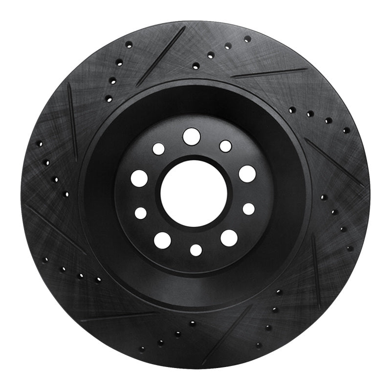 R1 Concepts R1 2017-2024 Maserati Ghibli Rear Right Drilled & Slotted Black Brake Rotor