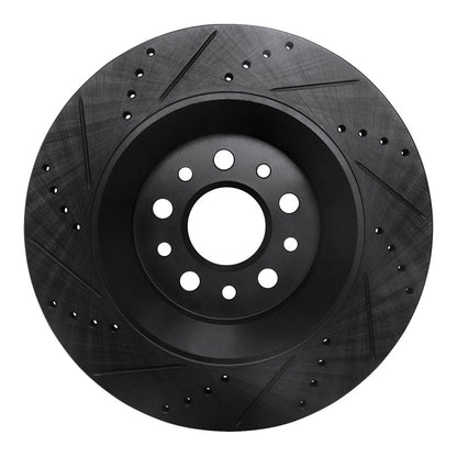 R1 Concepts R1 2017-2024 Maserati Ghibli Rear Right Drilled & Slotted Black Brake Rotor