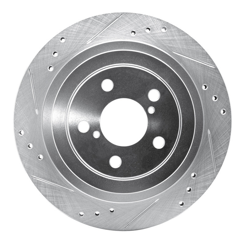 R1 Concepts R1 05-09 Subaru Impreza Rear Left Drilled & Slotted Silver Brake Rotor