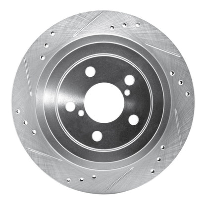 R1 Concepts R1 05-09 Subaru Impreza Rear Left Drilled & Slotted Silver Brake Rotor