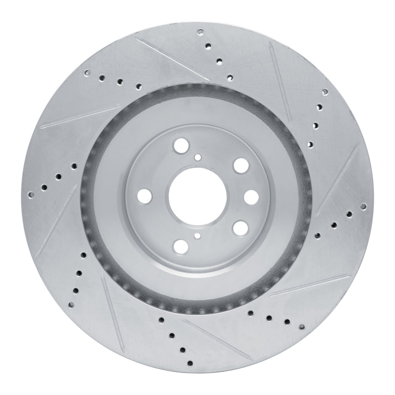 R1 Concepts R1 13-25 Lexus RC300 Left Front Drilled & Slotted Silver Brake Rotor