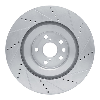R1 Concepts R1 13-25 Lexus RC300 Left Front Drilled & Slotted Silver Brake Rotor