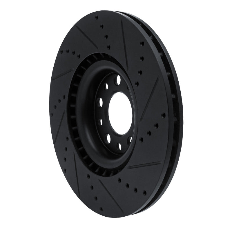 R1 Concepts R1 2017-2025 Alfa Romeo Stelvio Front Left Drilled & Slotted Black Brake Rotor