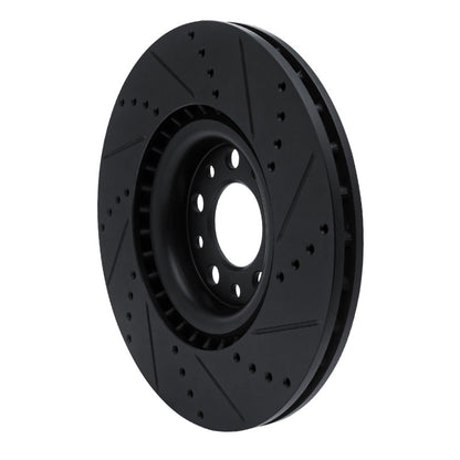 R1 Concepts R1 2017-2025 Alfa Romeo Stelvio Front Left Drilled & Slotted Black Brake Rotor