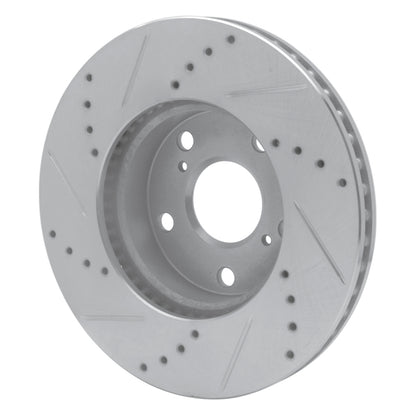 R1 Concepts R1 05-15 Toyota Tacoma Front Right Drilled & Slotted Silver Brake Rotor