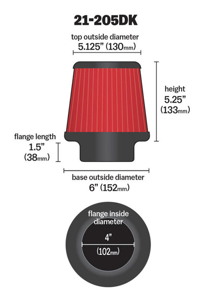 AEM Induction AEM 4 in Short Neck 5 in Element Filter