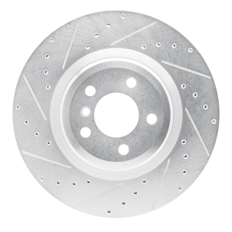 R1 Concepts R1 09-19 BMW 750LI Rear Left Drilled & Slotted Silver Brake Rotor