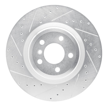 R1 Concepts R1 09-19 BMW 750LI Rear Left Drilled & Slotted Silver Brake Rotor