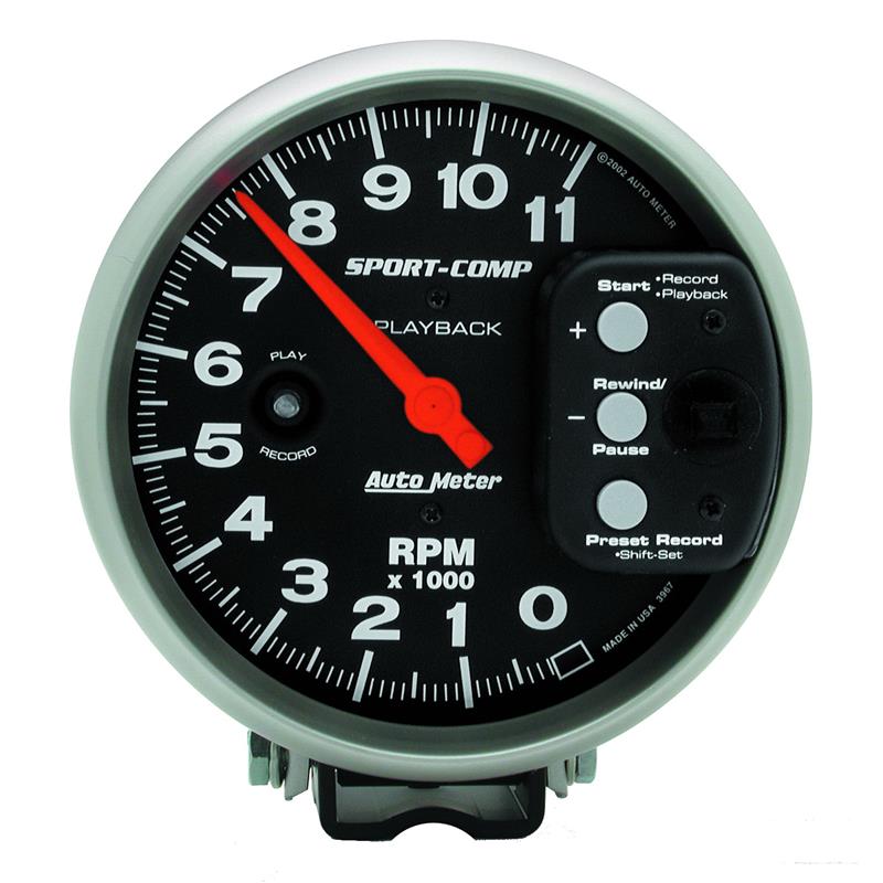 Autometer Sport-Comp Tachometer 5in 11K RPM Pedestal with RPM playback