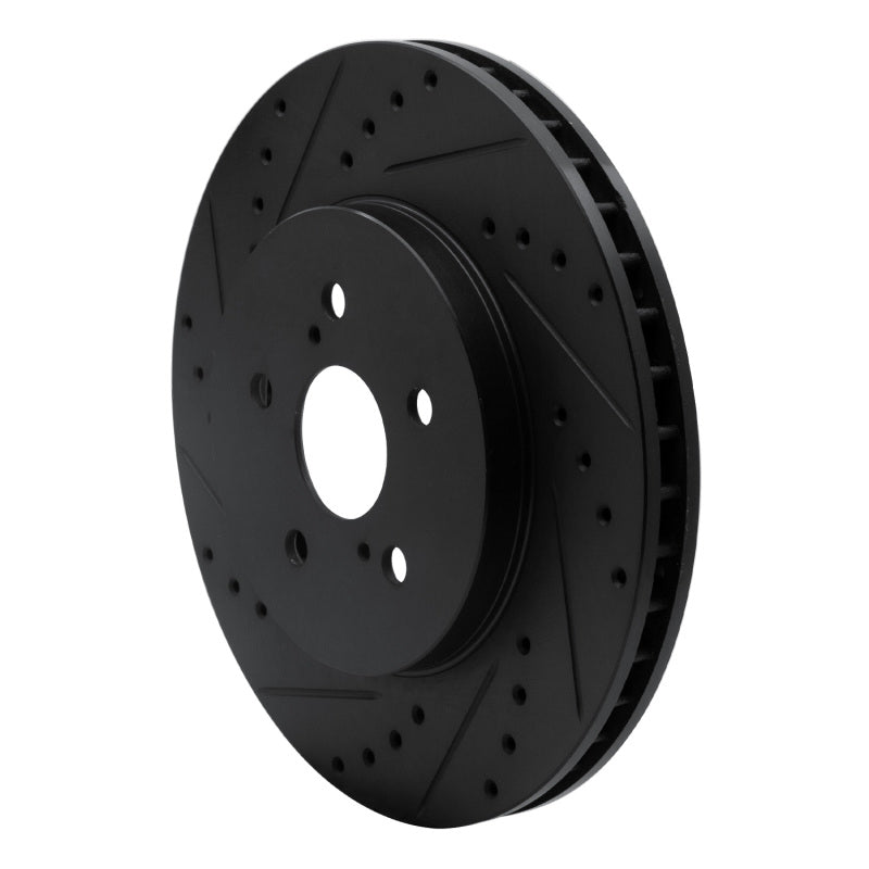 R1 Concepts R1 04-09 Lexus RX350 Front Left Drilled & Slotted Black Brake Rotor