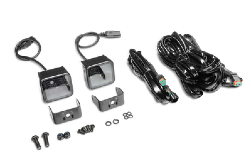 Go Rhino Xplor Blackout Series Cube LED Flood Light Kit (Surface/Threaded Stud Mnt) 2x2 - Blk (Pair)