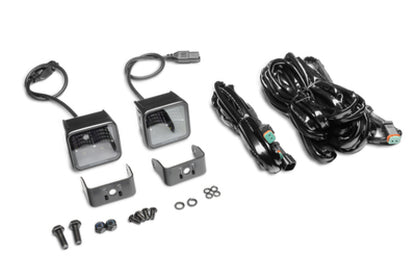 Go Rhino Xplor Blackout Series Cube LED Flood Light Kit (Surface/Threaded Stud Mnt) 2x2 - Blk (Pair)