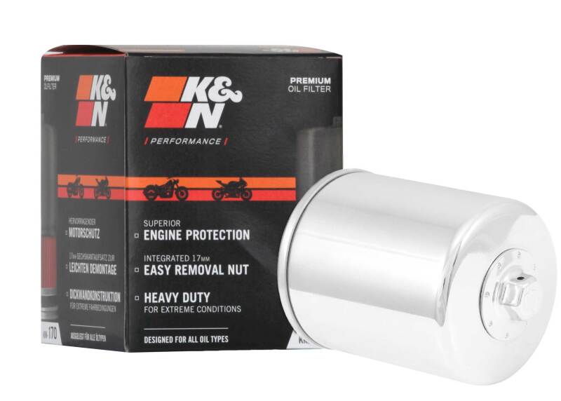 K&N Engineering K&N Harley-Davidson 3in OD x 4.063in H Chrome Oil Filter
