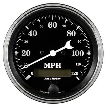 AutoMeter Auto Meter Gauge Speedo. 3 3/8in 120mph Elec. Prog. w/ LCD Odo Old Tyme Black
