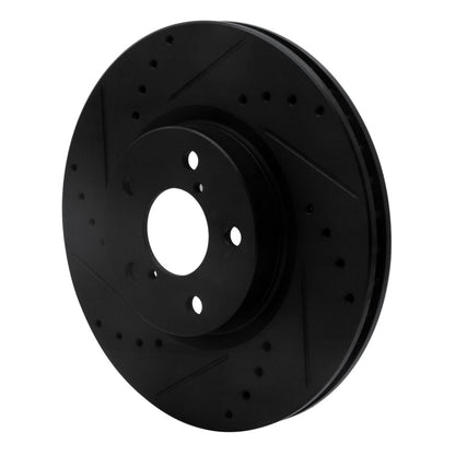 R1 Concepts R1 17-23 Subaru Impreza Front Left Drilled & Slotted Black Brake Rotor