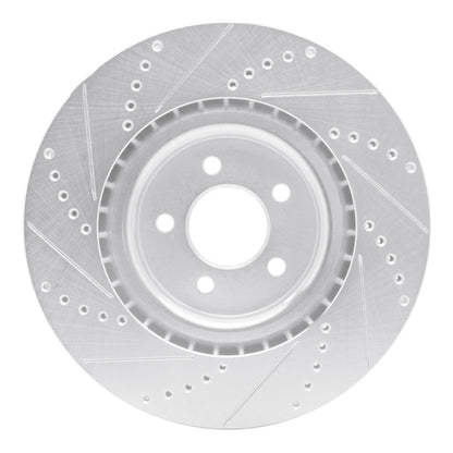 R1 Concepts R1 07-14 Ford Mustang Front Right Drilled & Slotted Silver Brake Rotor