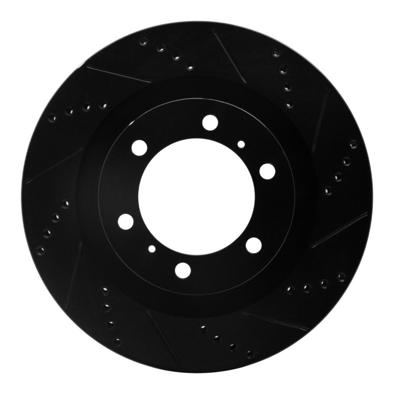 R1 Concepts R1 10-24 Lexus GX460 Front Right Drilled & Slotted Black Brake Rotor