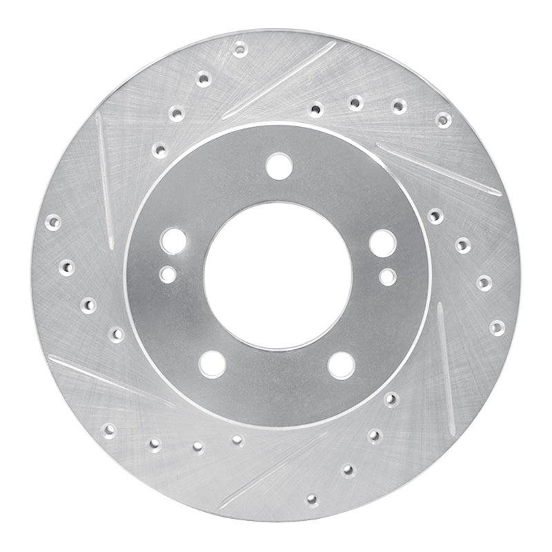 R1 Concepts R1 83-89 Chrysler Conquest Front Left Drilled & Slotted Silver Brake Rotor