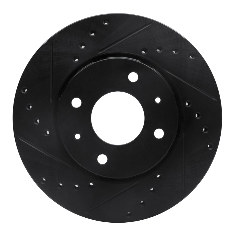 R1 Concepts R1 00-04 Volvo S40 Front Left Drilled & Slotted Black Brake Rotor