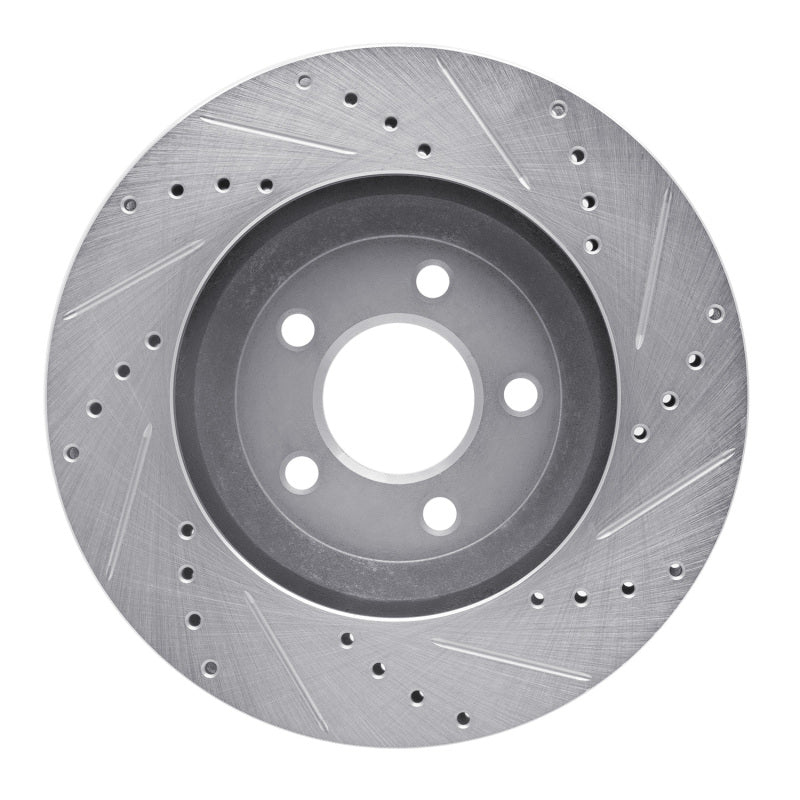 R1 Concepts R1 05-14 Ford Mustang Front Left Drilled & Slotted Silver Brake Rotor