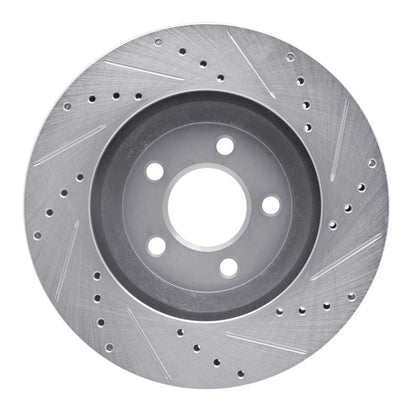 R1 Concepts R1 05-14 Ford Mustang Front Left Drilled & Slotted Silver Brake Rotor