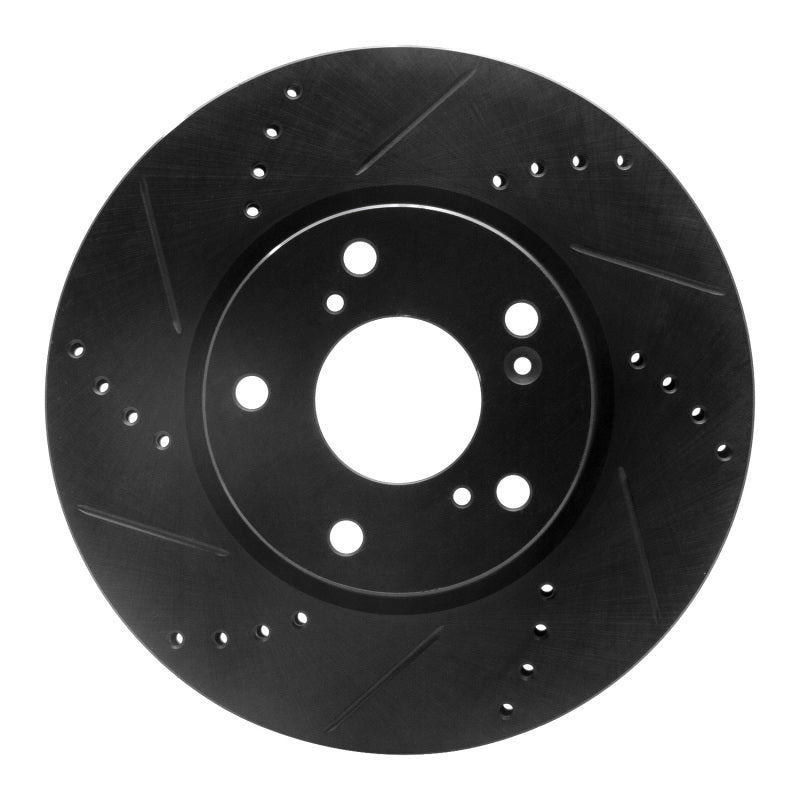 R1 Concepts R1 2016-2025 Honda Accord Coupe Front Left Drilled & Slotted Black Brake Rotor