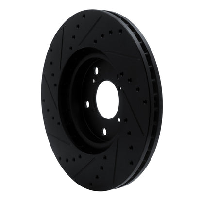 R1 Concepts R1 06-14 Honda Ridgeline Front Right Drilled & Slotted Black Brake Rotor