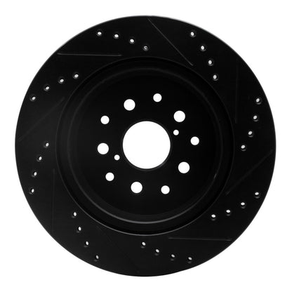 R1 Concepts R1 93-98 Toyota Supra Rear Left Drilled & Slotted Black Brake Rotor