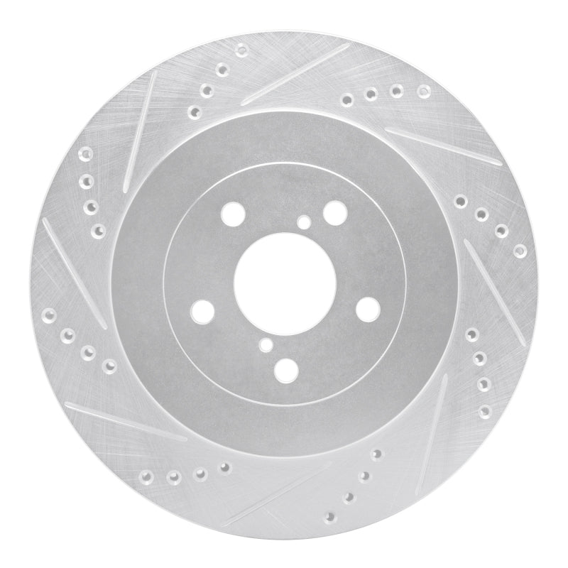 R1 Concepts R1 03-04 Subaru Impreza Rear Left Drilled & Slotted Silver Brake Rotor