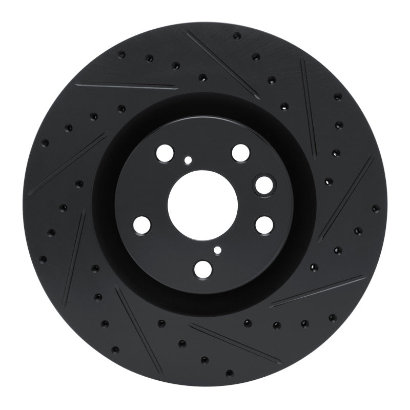 R1 Concepts R1 11-25 Lexus IS200T Right Front Drilled & Slotted Black Brake Rotor