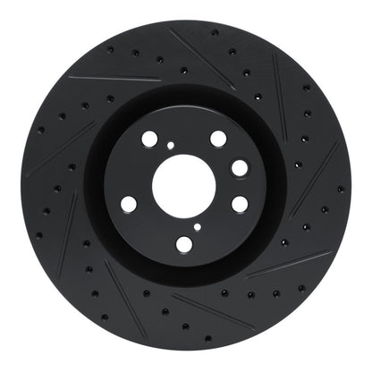 R1 Concepts R1 11-25 Lexus IS200T Right Front Drilled & Slotted Black Brake Rotor