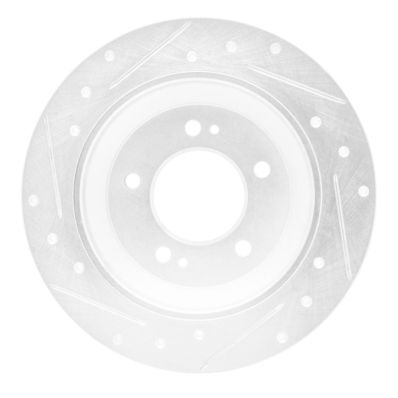 R1 Concepts R1 14-23 Hyundai Kona Rear Right Drilled & Slotted Silver Brake Rotor