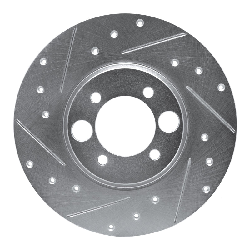 R1 Concepts R1 62-87 Jaguar XKE Rear Left Drilled & Slotted Silver Brake Rotor
