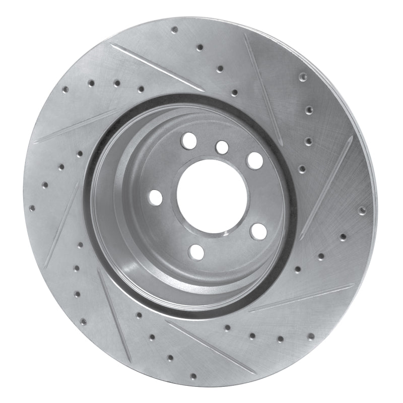 R1 Concepts R1 07-19 BMW X5 Rear Left Drilled & Slotted Silver Brake Rotor