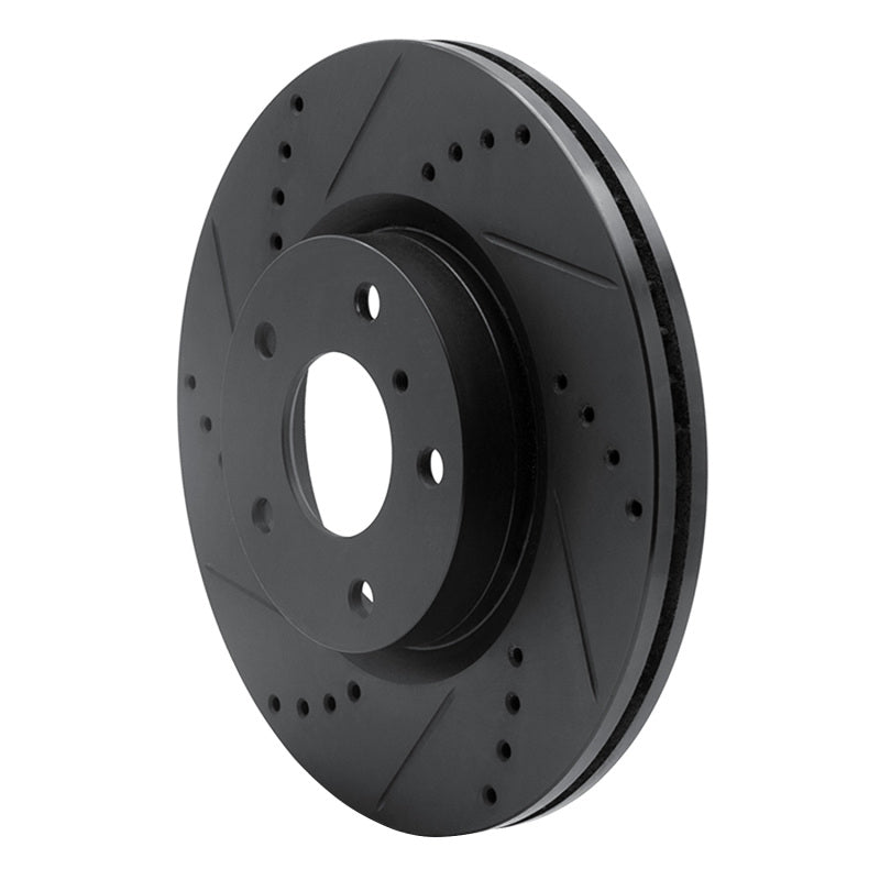 R1 Concepts R1 03-05 Infiniti G35 Front Left Drilled & Slotted Black Brake Rotor