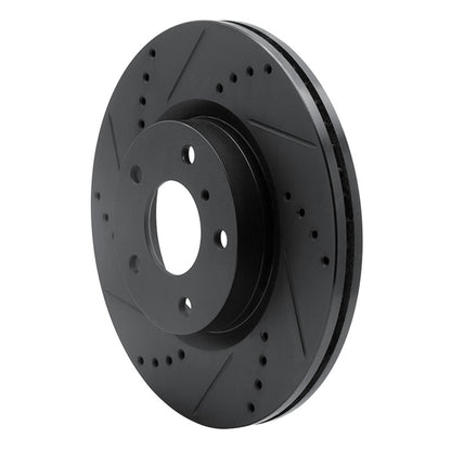 R1 Concepts R1 03-05 Infiniti G35 Front Left Drilled & Slotted Black Brake Rotor