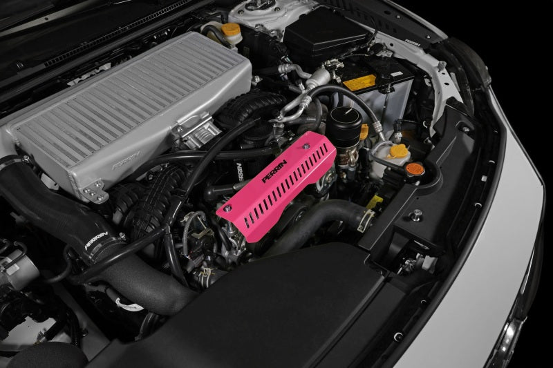 Perrin Performance PERRIN 22-26 Subaru WRX Pulley Cover - Hyper Pink (SHORT - For Use w/PERRIN AOS)