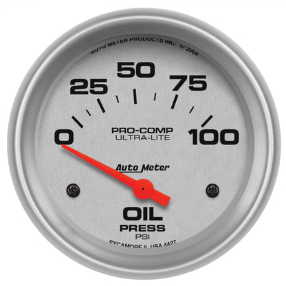 Autometer Ultra-Lite 66.7mm Short Sweep Electronic 0-100 PSI Oil Pressure Gauge