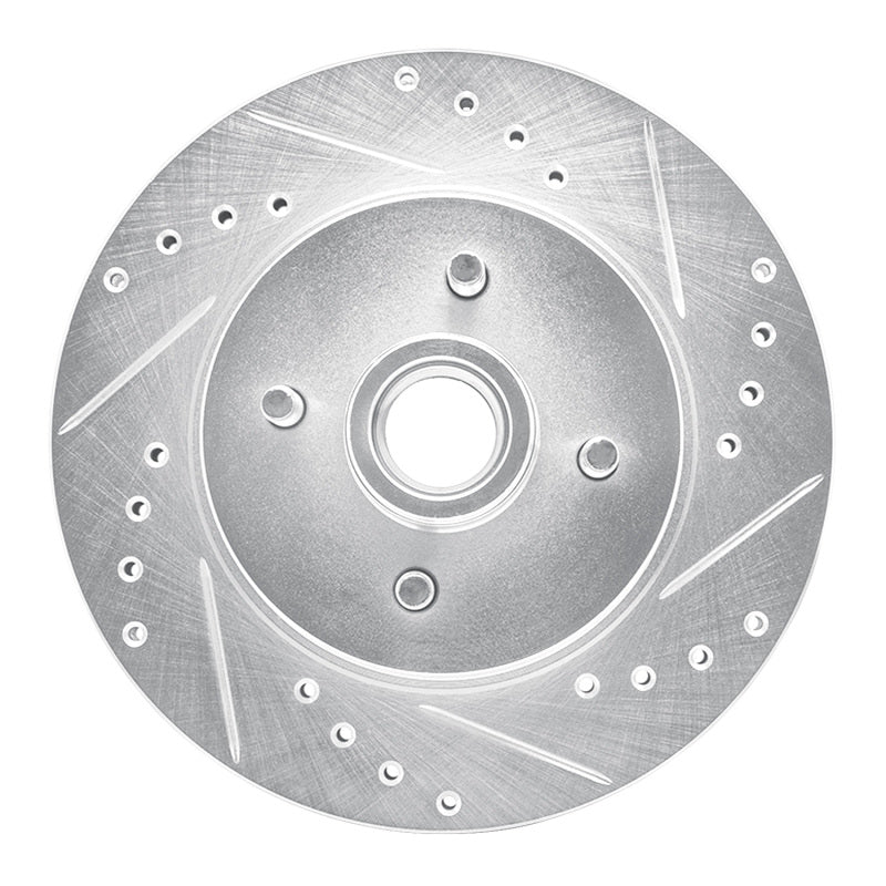 R1 Concepts R1 87-93 Ford Mustang Front Right Drilled & Slotted Silver Brake Rotor
