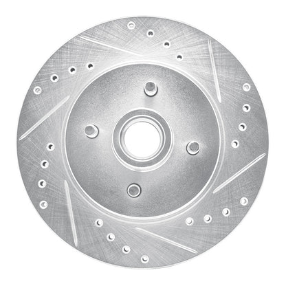 R1 Concepts R1 87-93 Ford Mustang Front Right Drilled & Slotted Silver Brake Rotor
