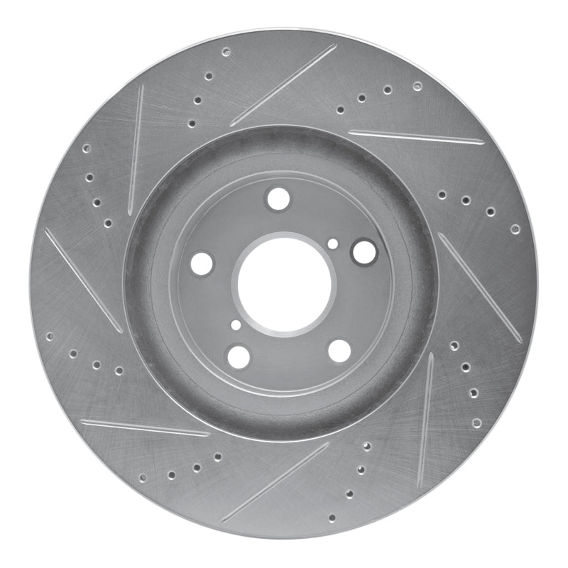 R1 Concepts R1 93-98 Toyota Supra Right Front Drilled & Slotted Silver Brake Rotor