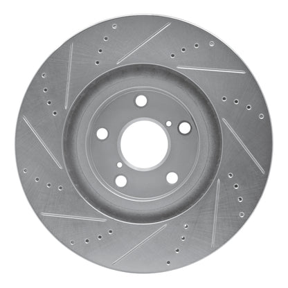 R1 Concepts R1 93-98 Toyota Supra Right Front Drilled & Slotted Silver Brake Rotor