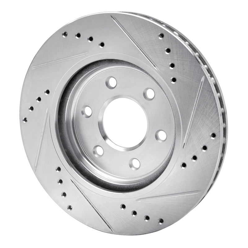 R1 Concepts R1 05-25 Nissan Frontier Front Left Drilled & Slotted Silver Brake Rotor